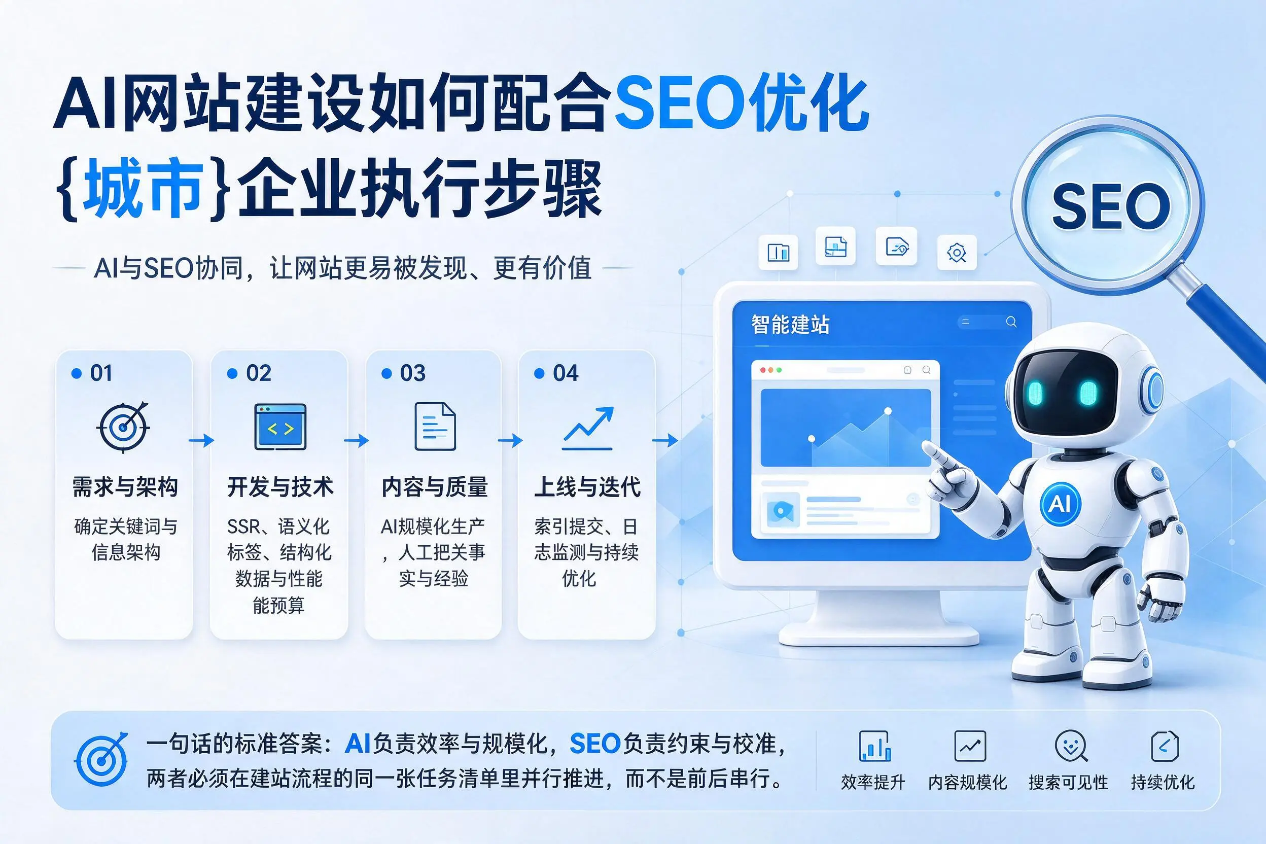 AI网站建设如何配合SEO优化，长沙企业执行步骤