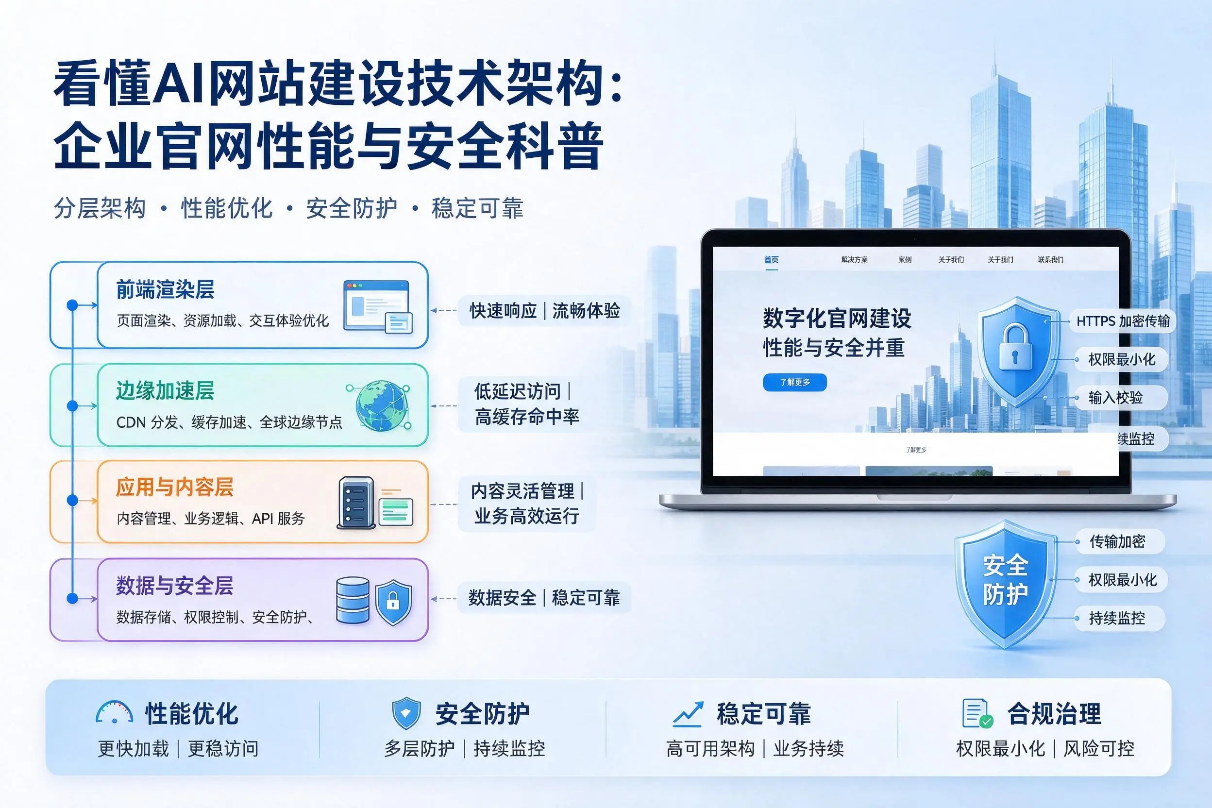 看懂AI网站建设技术架构：长沙企业官网性能与安全科普