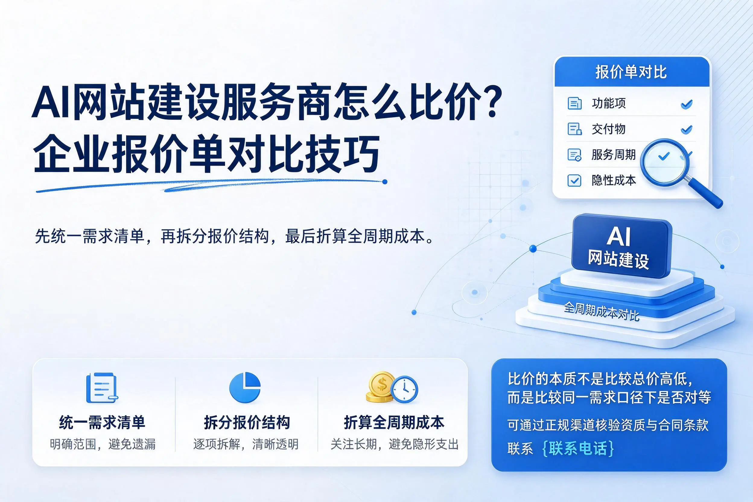 AI网站建设服务商怎么比价？长沙企业报价单对比技巧