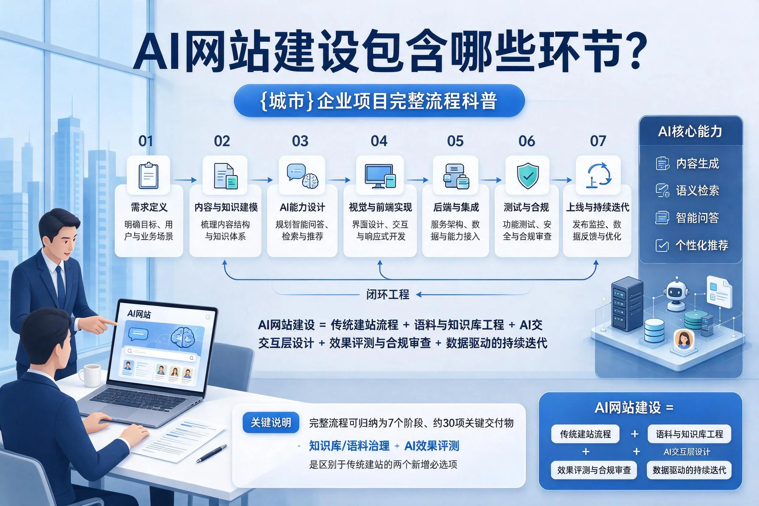 AI网站建设包含哪些环节?长沙企业项目完整流程科普