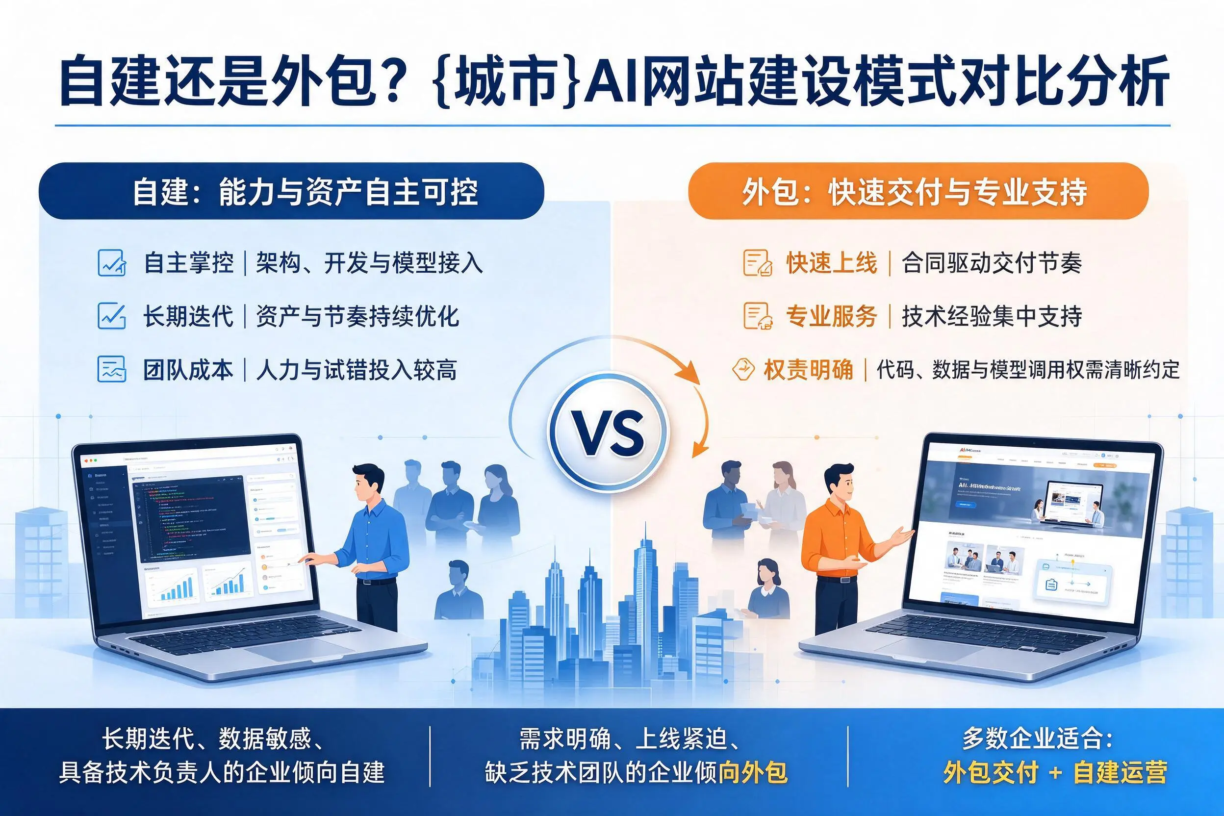 自建还是外包?长沙AI网站建设模式对比分析