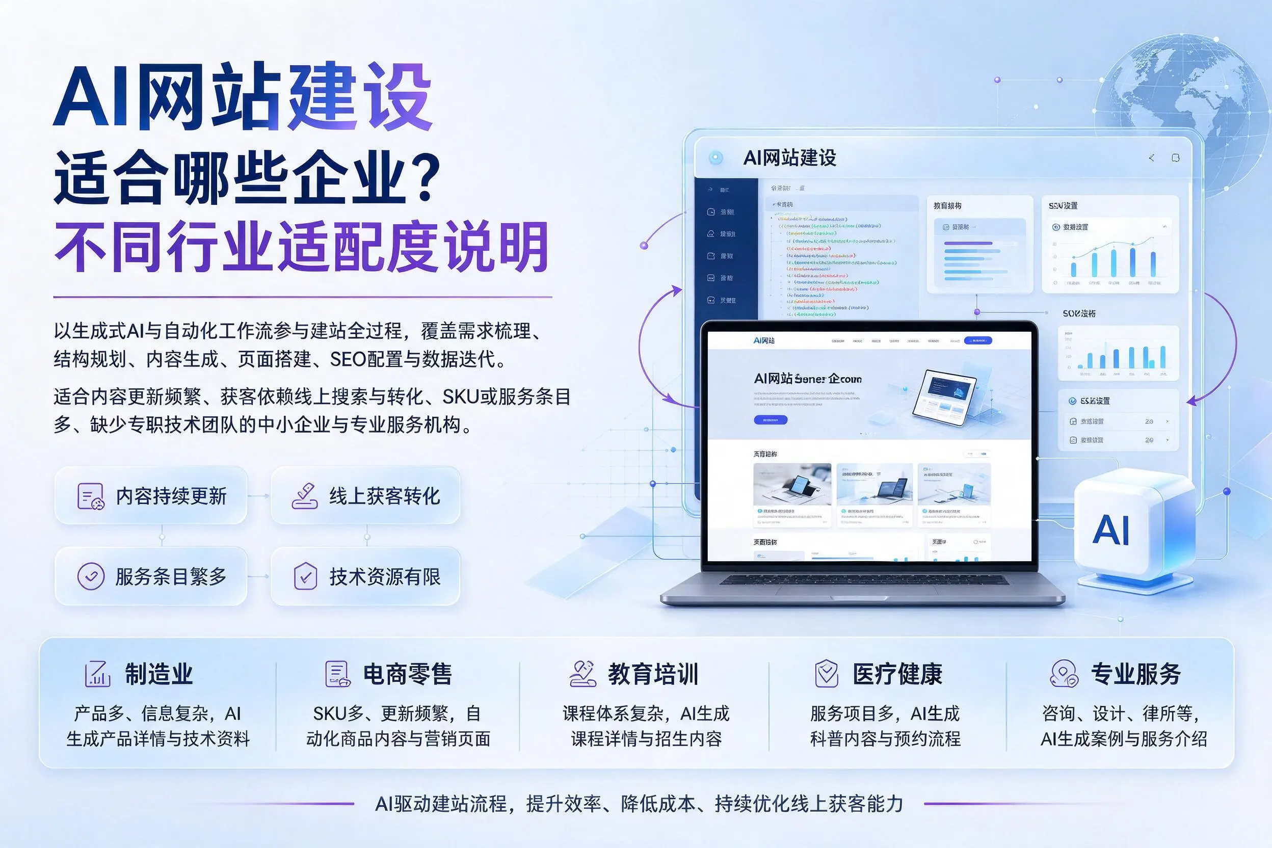 AI网站建设适合哪些企业？长沙不同行业适配度说明